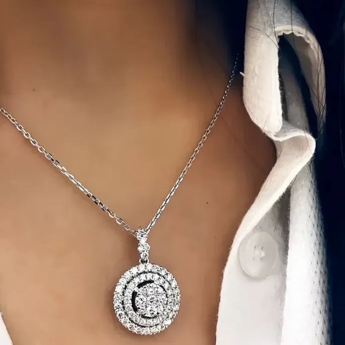 Iced Out Cubic Zirconia Copper Pendant Necklace for Women Wedding Bling