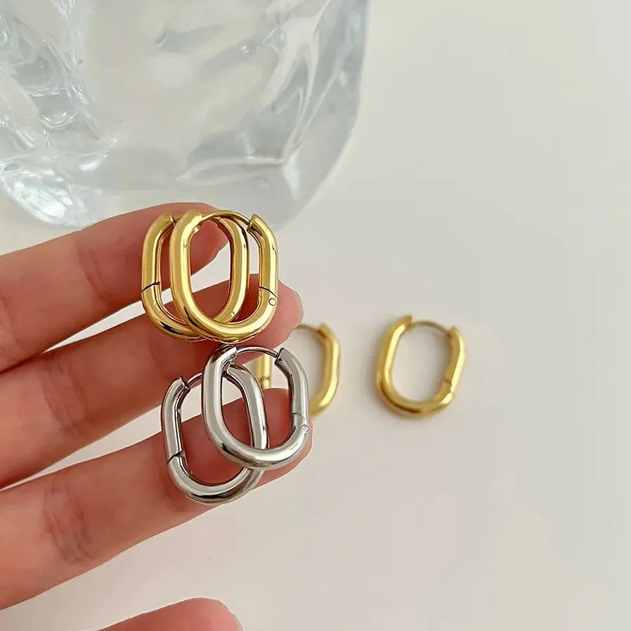 Unisex Geometric U-Shape Hoop Earrings Punk Hip-Hop Fashion Jewelry