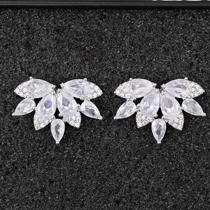 Geometric Cubic Zirconia Stud Earrings for Women Bridal Wedding Jewelry