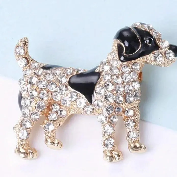 Rhinestone Dog Brooch for Women Coat Pin Elegant Jewelry Gift Accessory