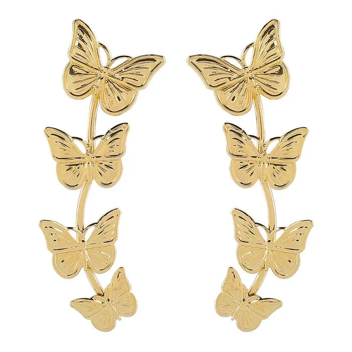Vintage Zinc Alloy Butterfly Tassel Dangle Earrings for Women