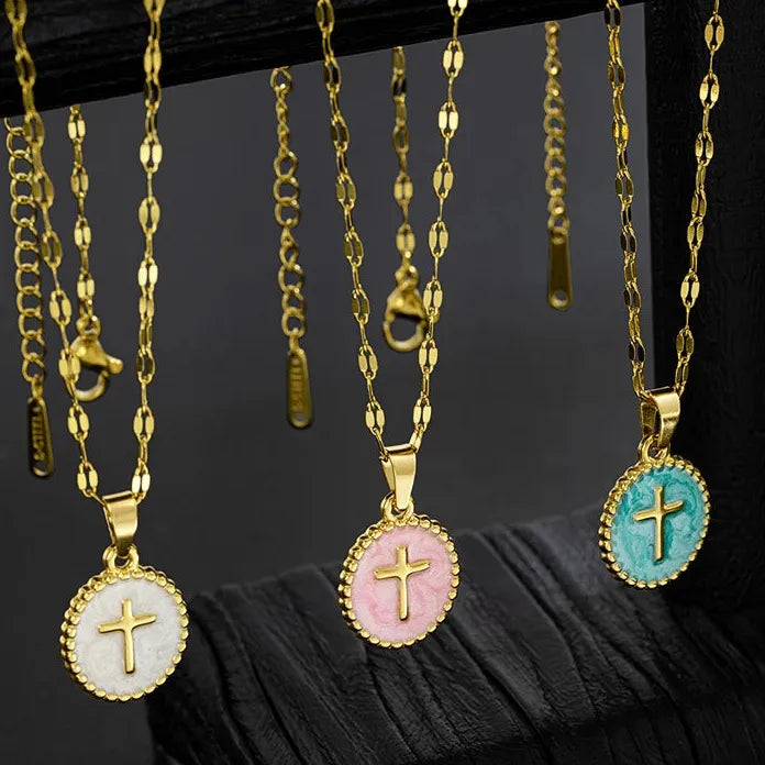 Cross Pendant Necklace for Women Girls Minimalist Geometric Charm Jewelry