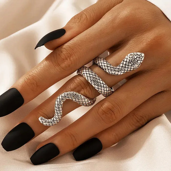 Silver Metal Liquid Butterfly Rings Set Women Gothic Punk Jewelry
