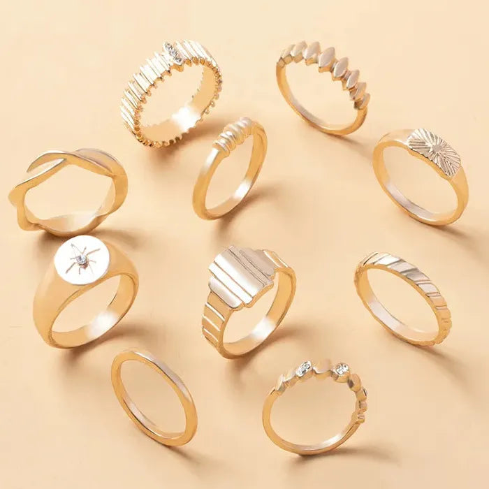 10Pcs Vintage Octagram Star Rings Set for Women Gifts 2026 Stylish Jewelry
