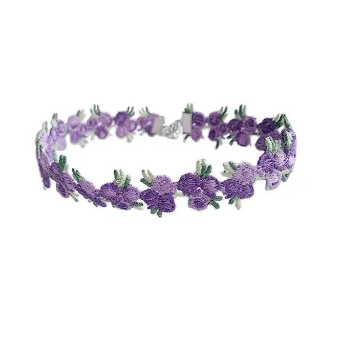 Lace Embroidery Flower Choker Necklace for Women Girls Fashion Accessory