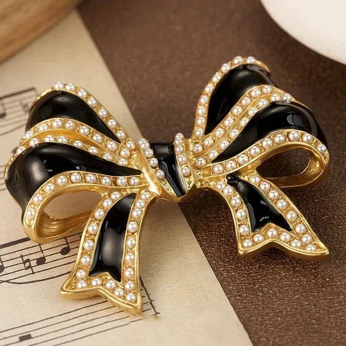 Vintage Ladies Bow Brooch Retro Fashion Jewelry Accessory for Women