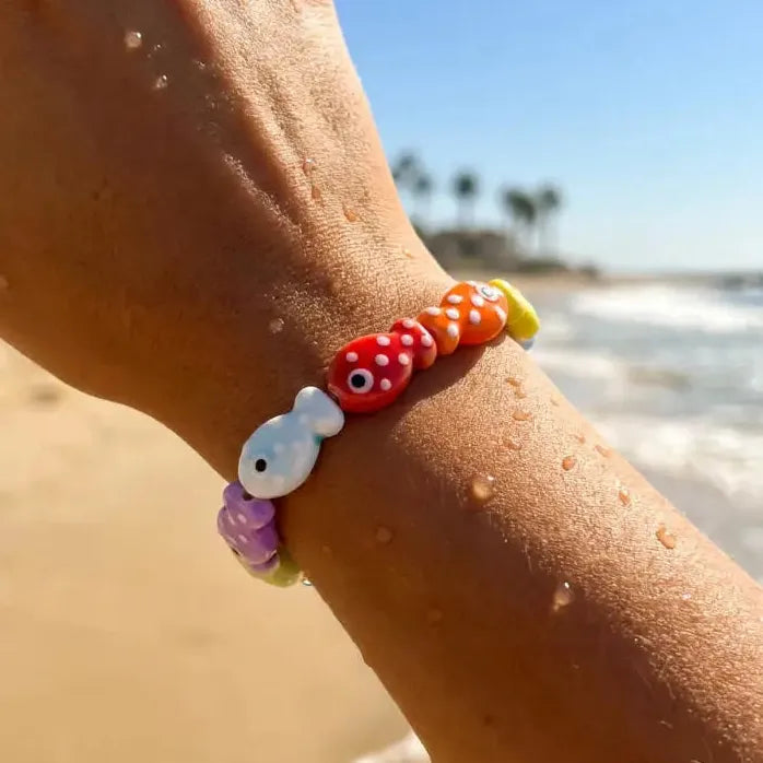 Ceramic Beaded Small Fish Dopamine Bracelets for Women and Men Elastic Gift