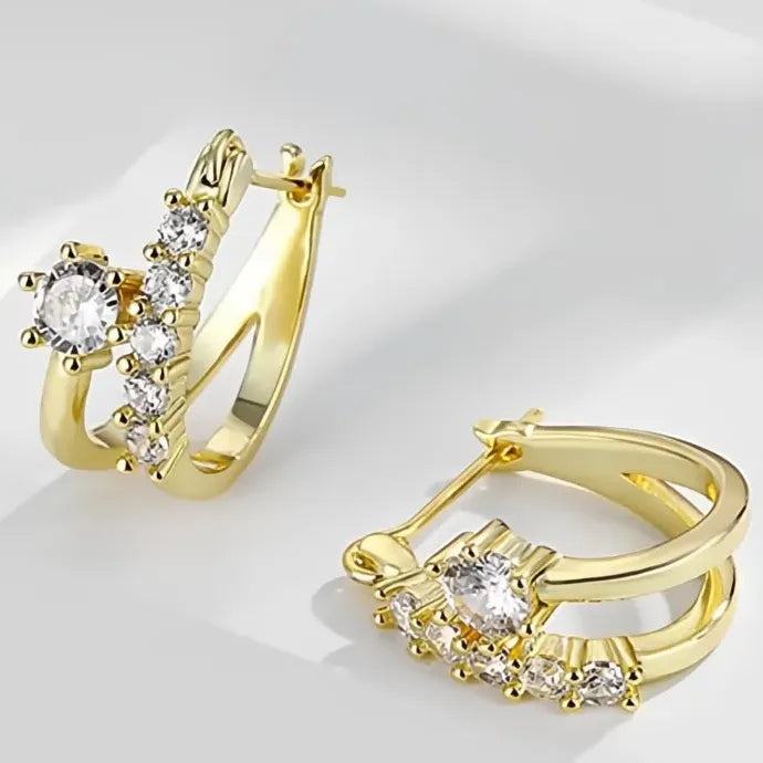 Gold Cross Hoop Earrings for Women Trendy Geometric Copper Alloy Jewelry