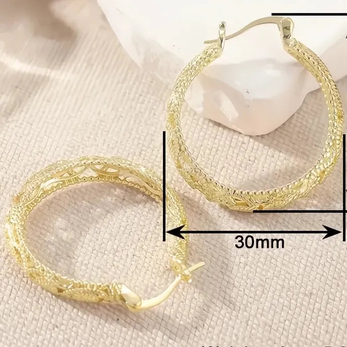Elegant Geometric Hollow Gold Brass Hoop Earrings for Party Wedding Gift