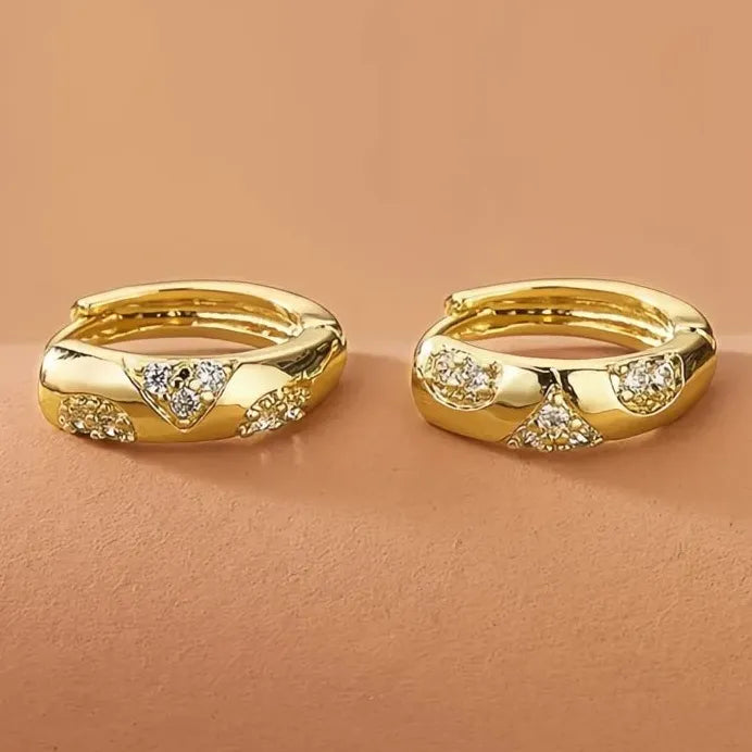 Elegant Gold Geometric Cubic Zirconia Hoop Earrings for Women