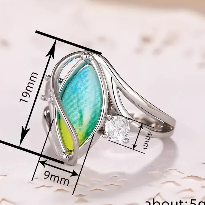 Boho Marquise Cocktail Ring Women Brass CZ Jewelry Stylish Geometric