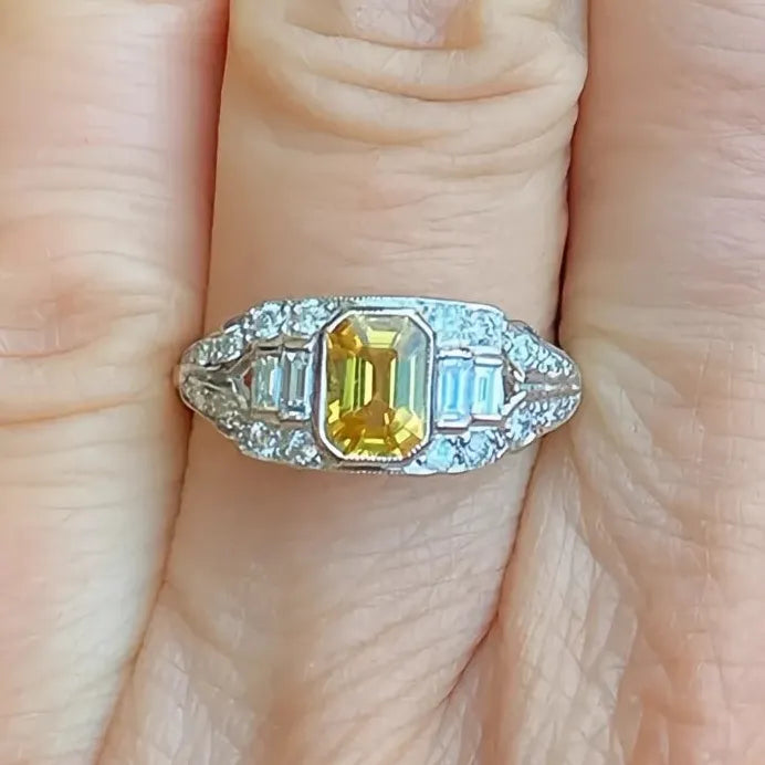 Yellow Geometric Cubic Zirconia Women’s Wedding Engagement Band Ring