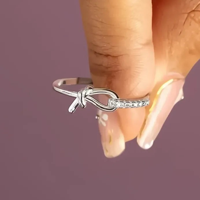 Trendy Brass Knot Cubic Zirconia Rings for Women Party Jewelry