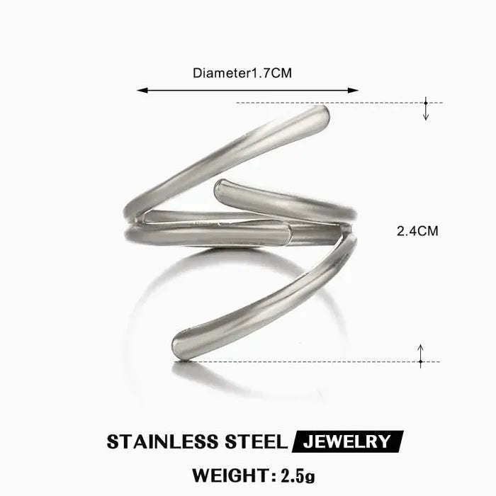 Adjustable Gold Color Stainless Steel Geometric Open Ring for Men Women Jewelry