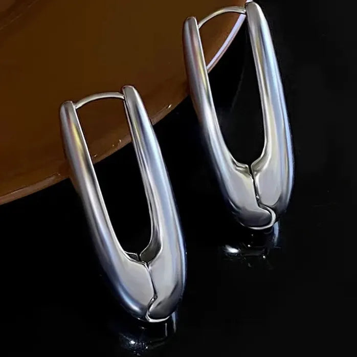 Vintage Punk Geometric Square Ribbed Earrings for Women Gold Fashion Jewelry