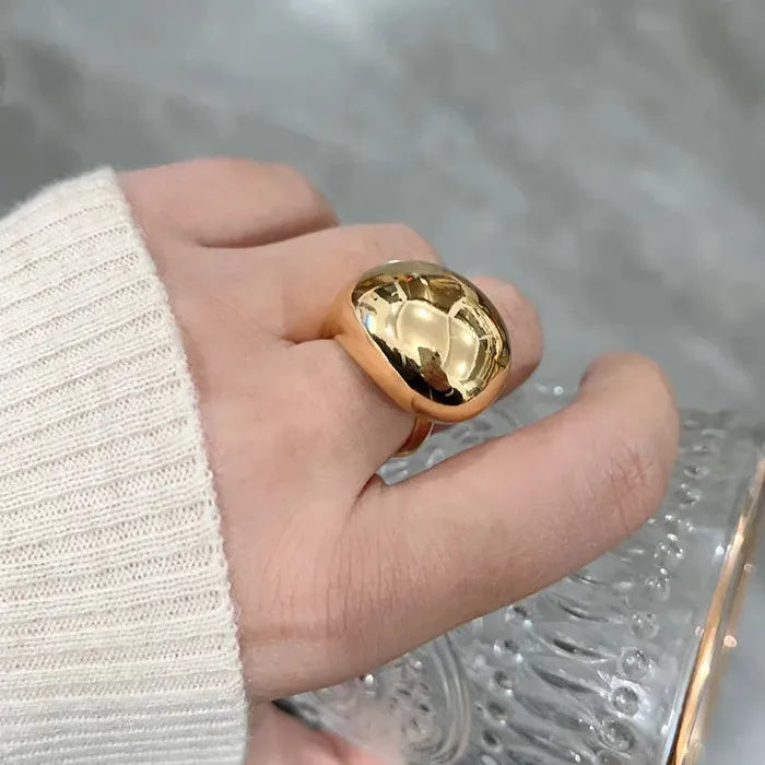 Big Oval Metal Open Rings Punk Gold Chunky Statement Jewelry Gift Women Men