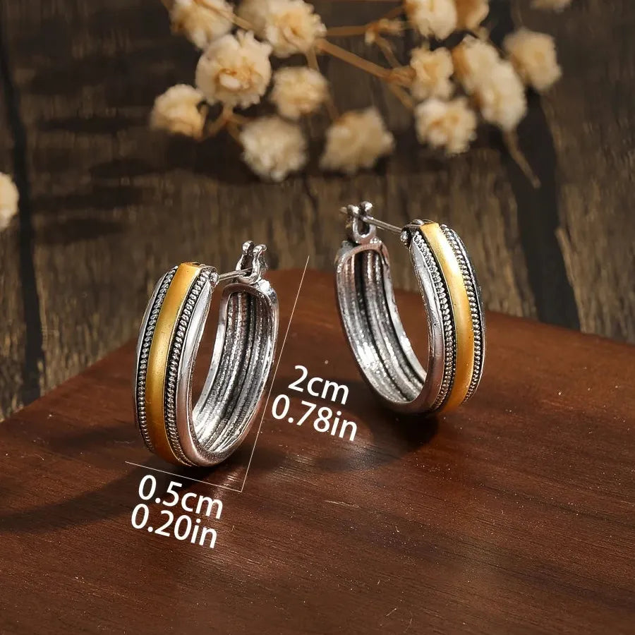 Gold Color Hoop Earrings for Women Zinc Alloy Simple Daily Fashion Jewelry
