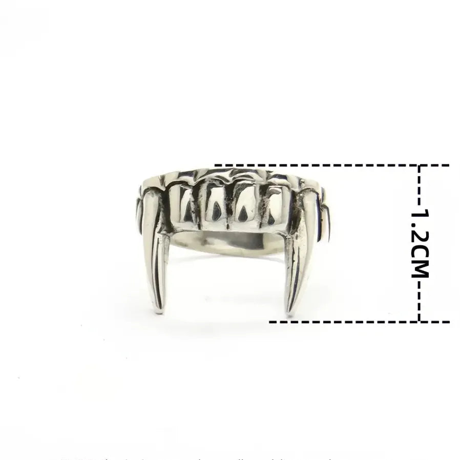 Adjustable Antique Silver Vampire Teeth Open Ring Zinc Alloy Punk Jewelry A965