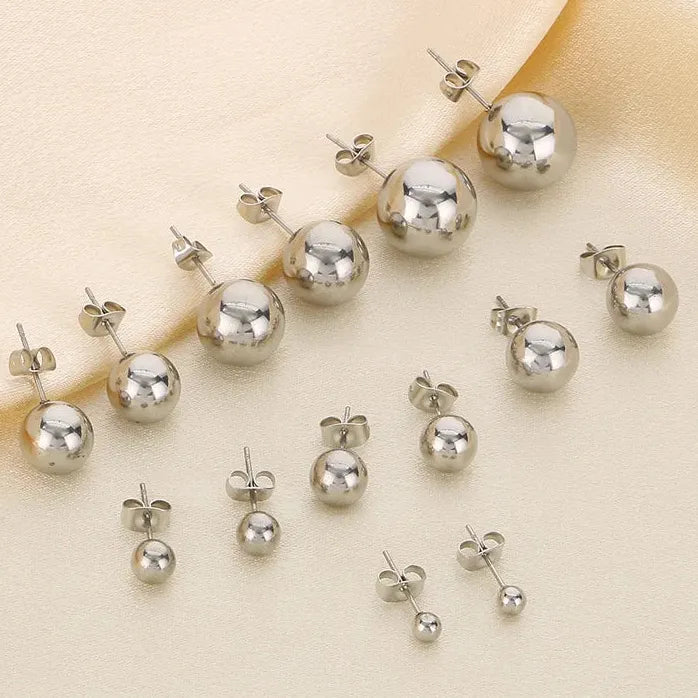 Gold Stainless Steel Hollow Ball Stud Earrings for Women Wedding Jewelry
