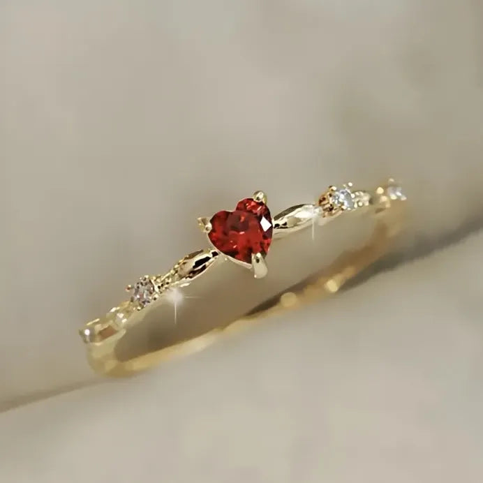 Geometric Heart Cubic Zirconia Wedding Engagement Ring for Women Gift