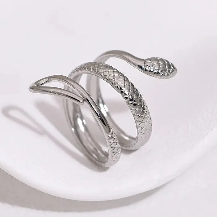 Adjustable Stainless Steel Snake Ring Hip-Hop Rock Waterproof Jewelry