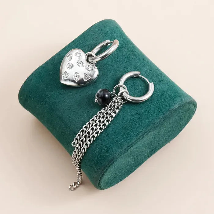 Thorn Heart Necklace Bracelet Earrings Set for Women Zinc Alloy Jewelry