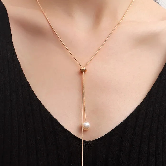 Minimalist Water Drop Pendant Choker Necklace Women Adjustable Black Cord