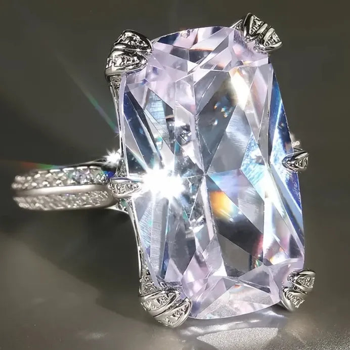 Large Cubic Zirconia Wedding Ring for Women Delicate Brilliant Jewelry