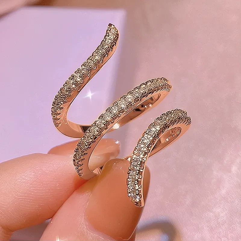 One Size Adjustable Wrapped Finger Ring for Women Silver Color Full Paved Sparkling CZ Cubic Zirconia Statement Jewelry
