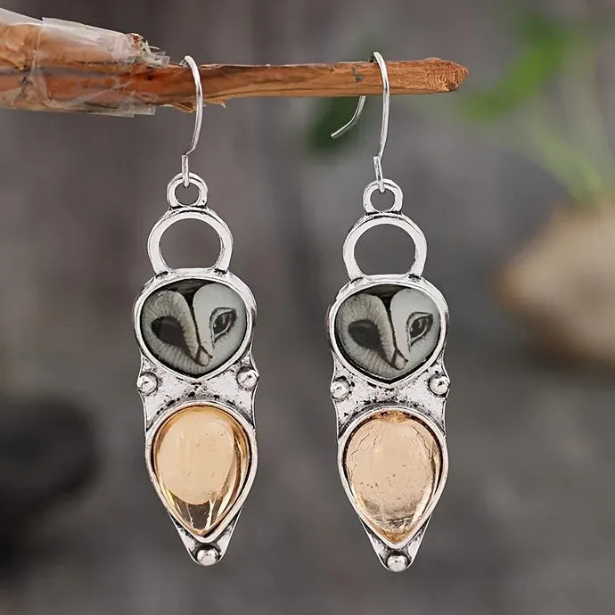 Silver Color Women's Dangle Earrings with Shiny CZ Stone Resin Drop Jewelry Gift