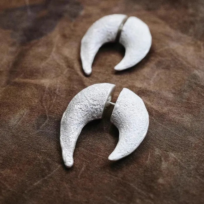 Moon Rock Copper Geometric Stud Earrings Retro Vintage Unisex Gift