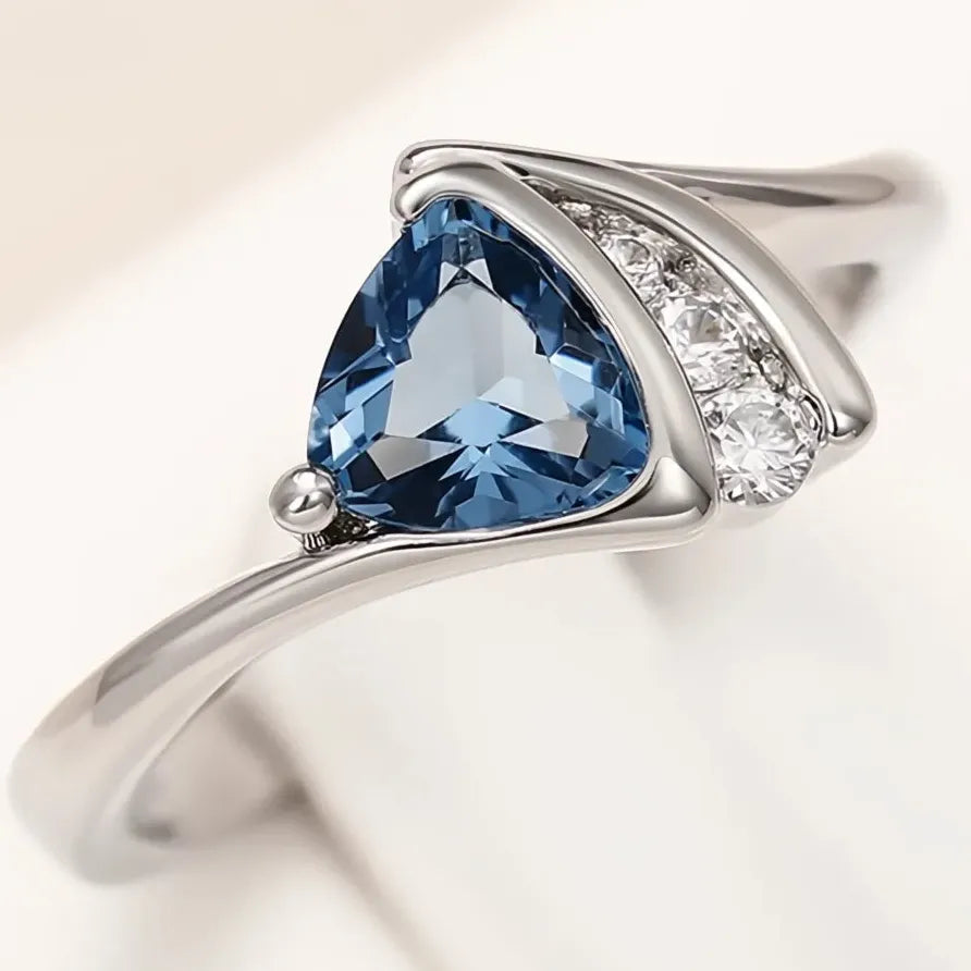 Modern Blue Cubic Zirconia Wedding Bands for Women – Elegant Collection