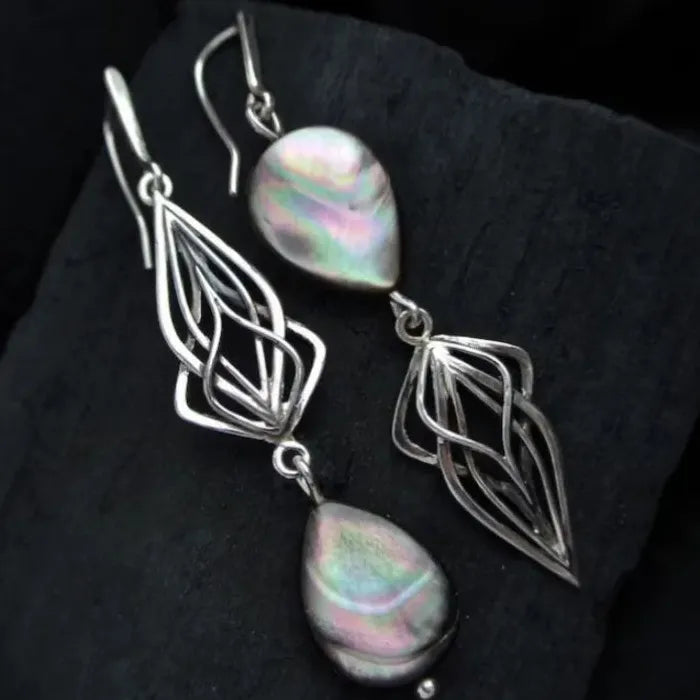 Fashion Flower Imitation Pearl Dangle Earrings Silver Zinc Alloy for Women
