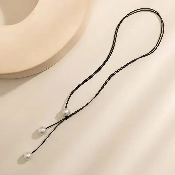 Adjustable Wax Rope Simulated Pearl Necklace for Women Fashion Charm Jewelry