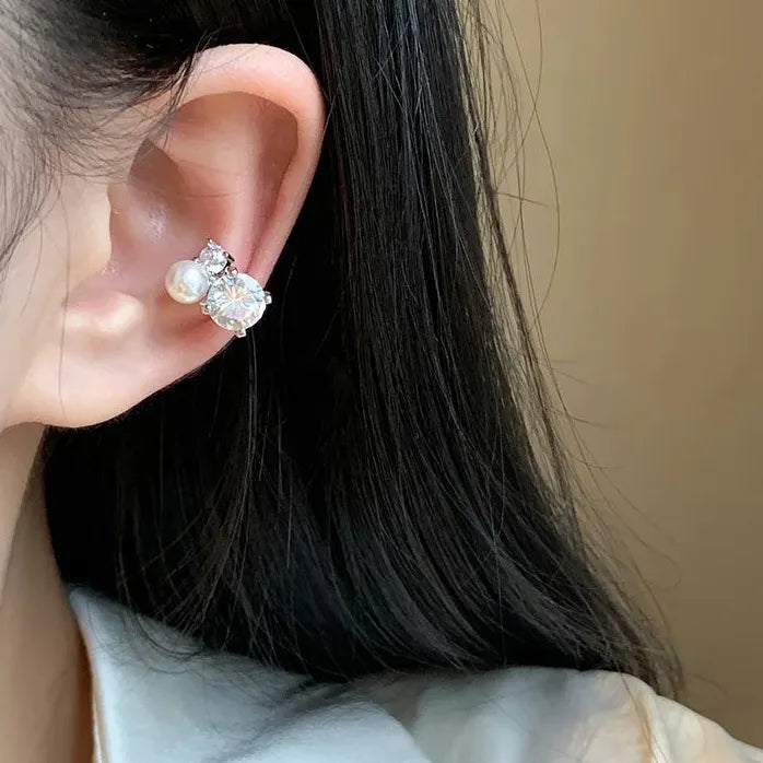 Star Zircon Copper Clip-On Star Earrings for Women Men Punk Gothic Luxury