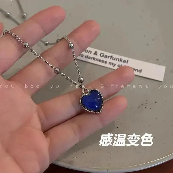Mood Heart Necklace Color Changing Pendant Stainless Steel Jewelry for Women