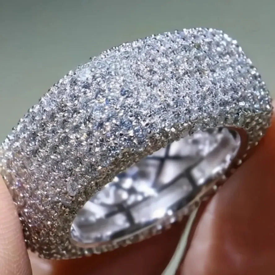 Women’s Geometric Square Band Ring Brass Cubic Zirconia Bling Bling Fashion Jewelry