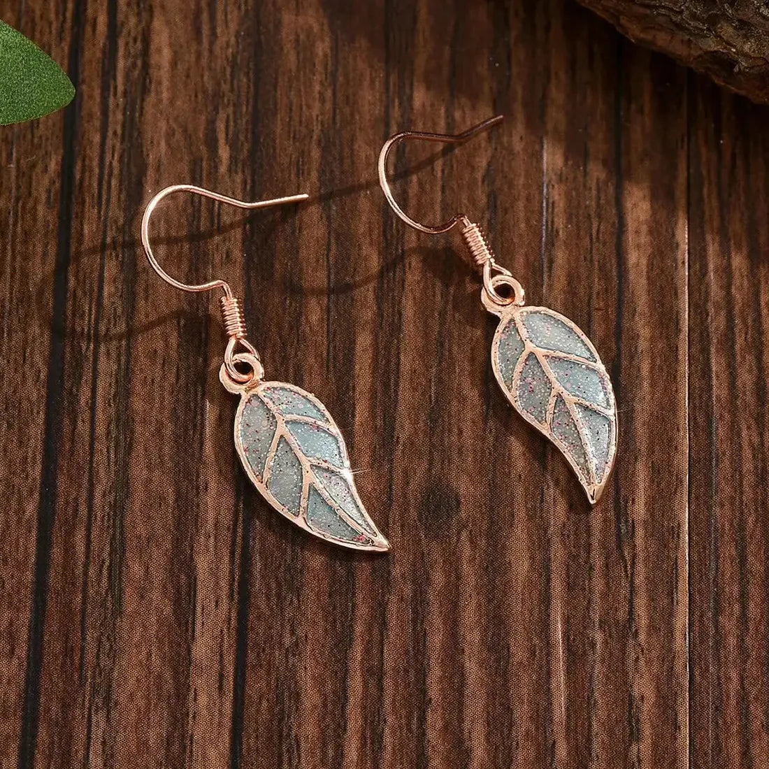 Copper Vintage Bohemian Leaf Earrings for Women and Girls, Colorful Pendant Gift