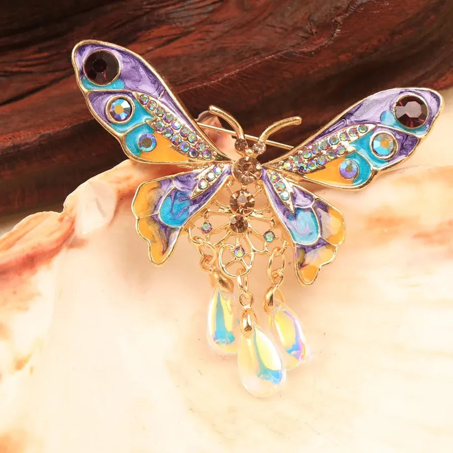 Vintage Elegant Chinese Style Butterfly Tassel Brooch Pin Gift