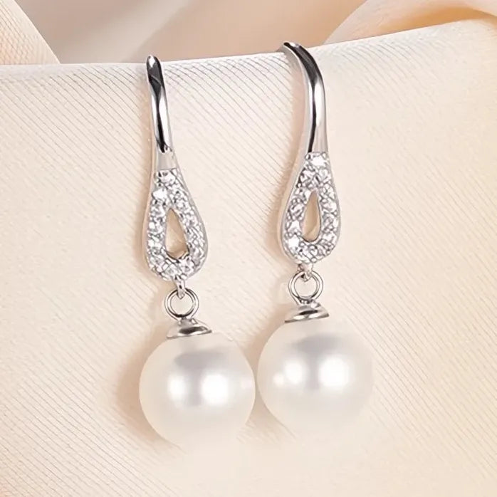 Imitation Pearl Drop Earrings with CZ Brass for Women Wedding Party Gift