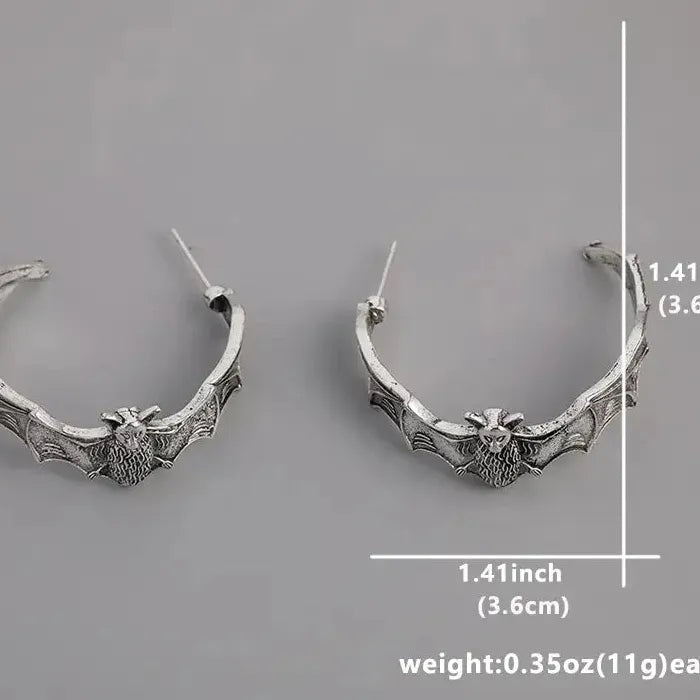 Silver Color Bat Dangle Earrings for Women Halloween Animal Zinc Alloy Jewelry Gift