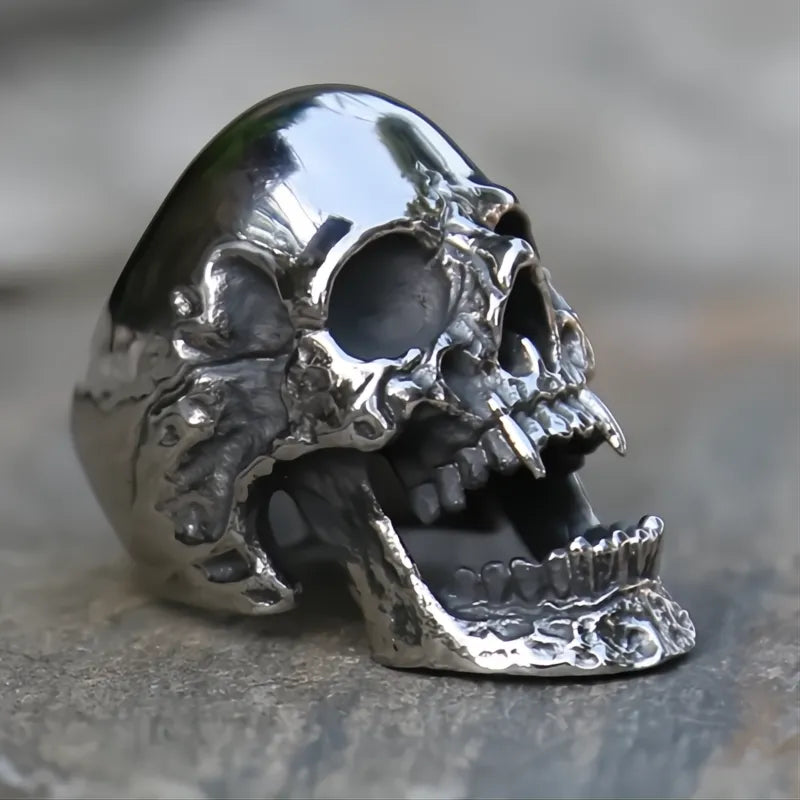 Stainless Steel Vampire Skull Ring Gothic Punk Biker Ring Men Women Sizes 7-15 Gift