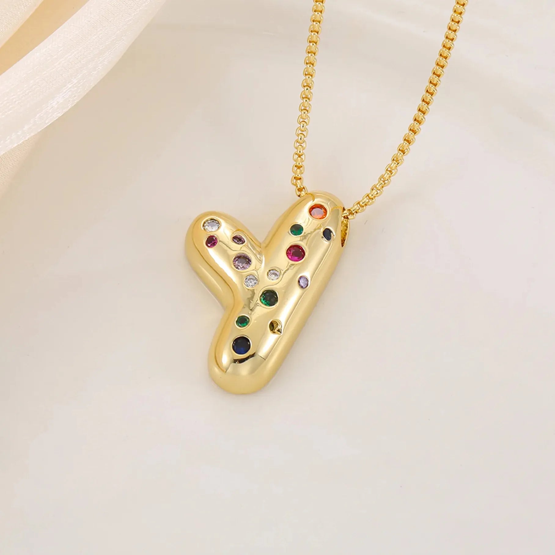 18K Gold Plated A-Z Letter Pendant Necklace for Women Gift Cubic Zirconia