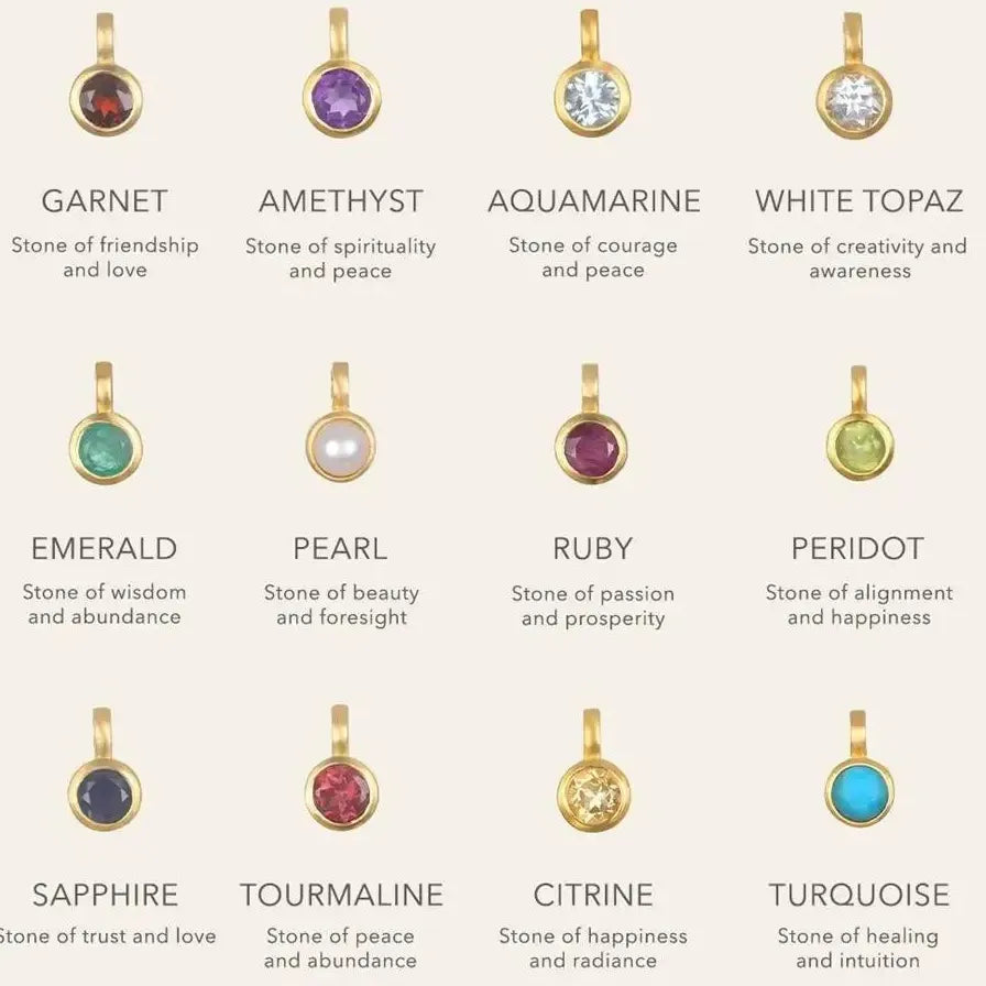 Multicolor Crystal 12 Month Birthstone Pendant Charm for Women Stainless Steel Gold Jewelry