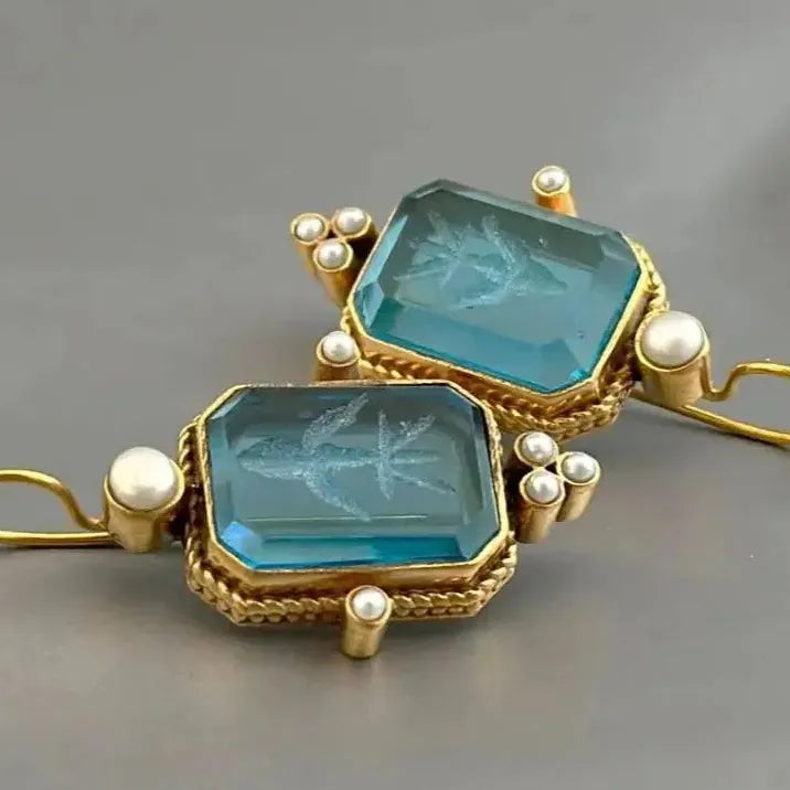 Vintage Geometric Pearl Drop Earrings Women Zinc Alloy Bridal Jewelry Gift