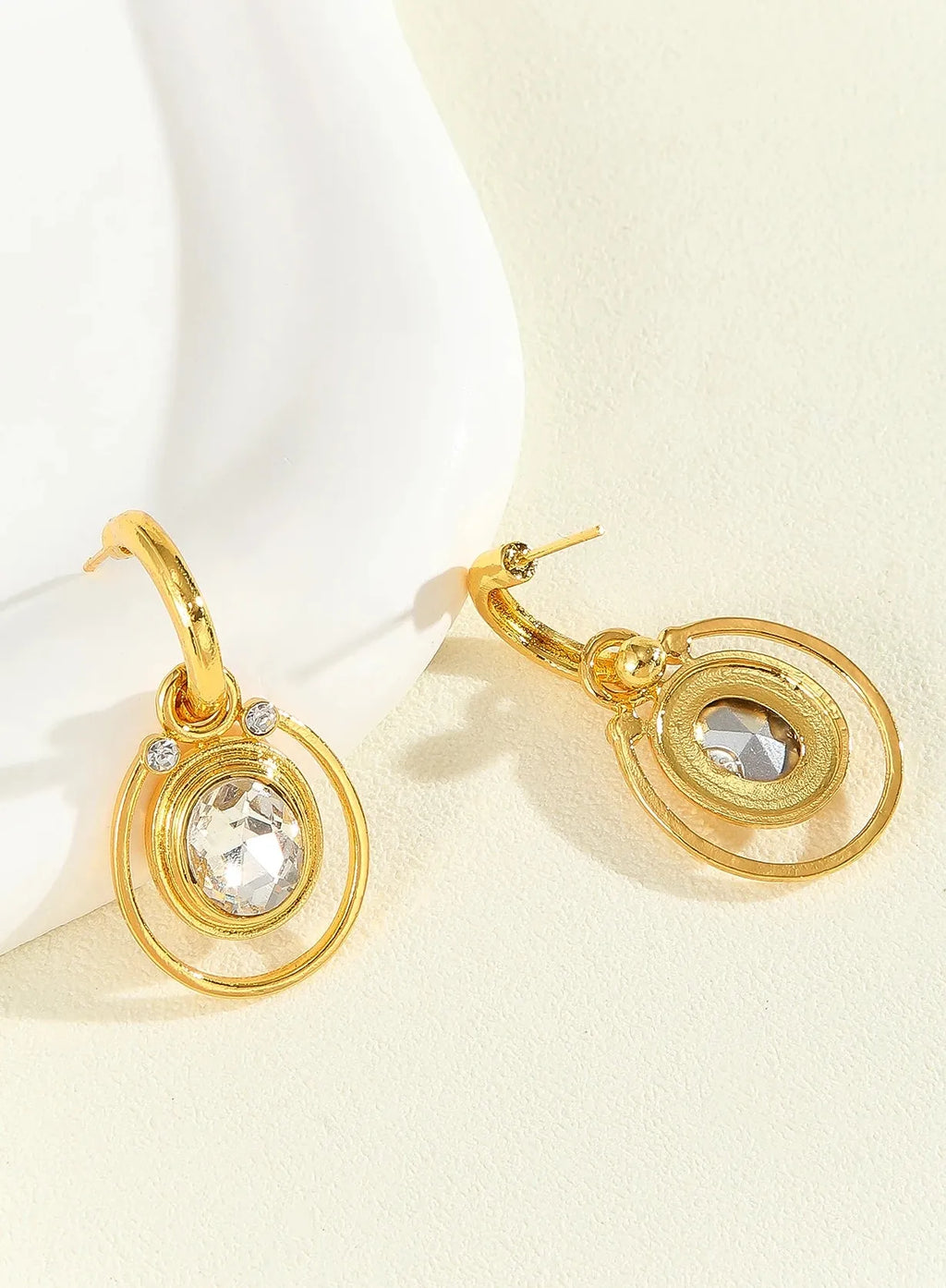 Delicate Gold Color Inlay Rhinestone Dangle Earrings for Women Zinc Alloy Jewelry Gift
