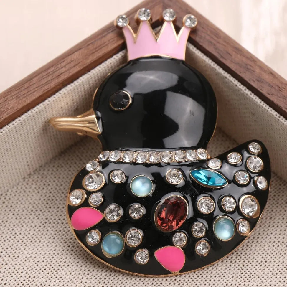 Luxury Crown Duck Brooch Wedding Gift for Women Elegant Classic Style