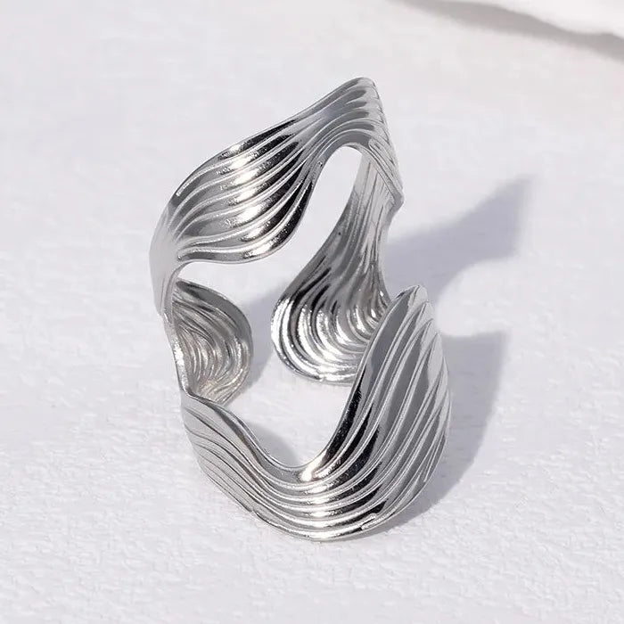Stainless Steel Hollow Circle Rings for Women Punk Multi Layer Jewelry Gift