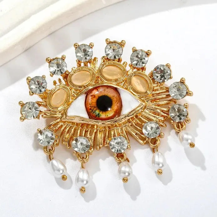 Luxury Sparkling Devil Eyes Brooch Pin for Women Men Classic Style