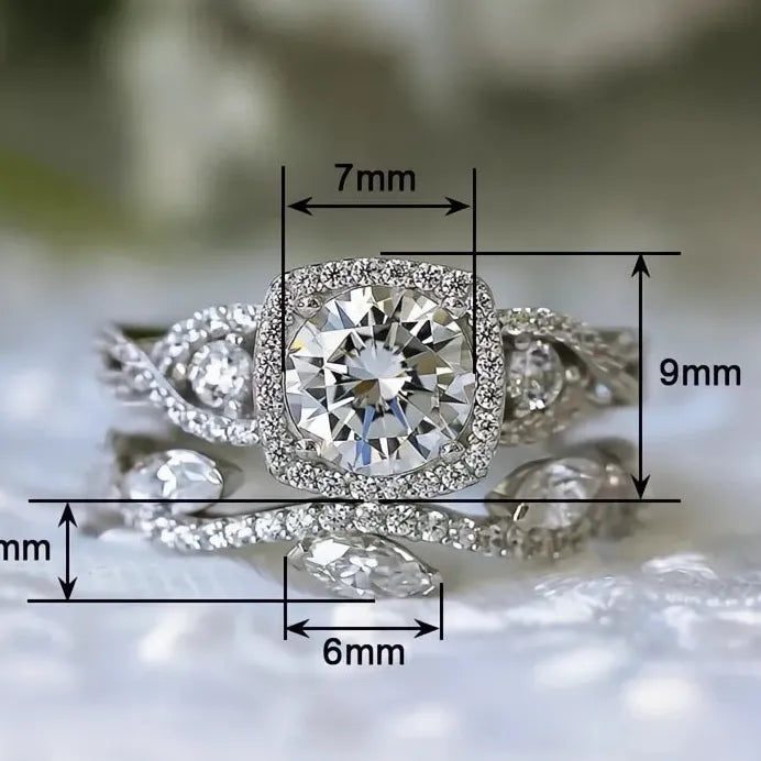 Women’s Engagement Wedding Ring Set Brass Cubic Zirconia Jewelry